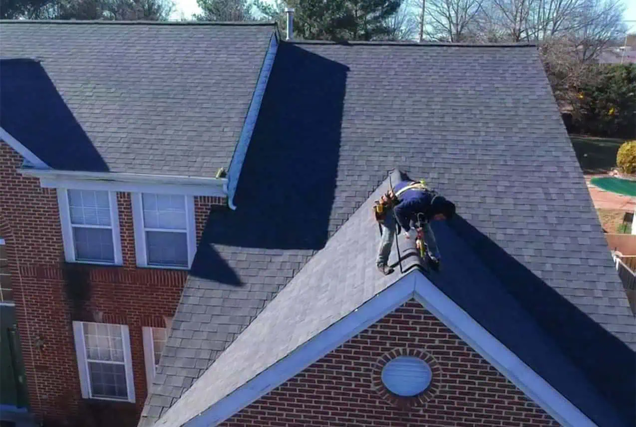 Roof leak repair on a rowhouse