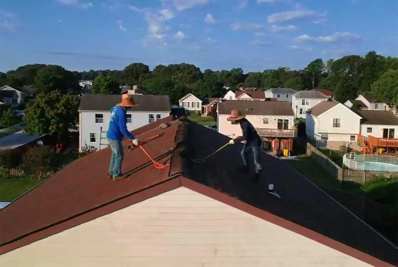 Roof leak repair on a rowhouse